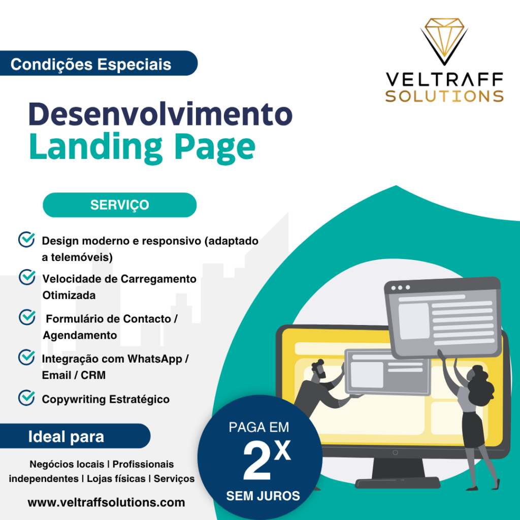 landing pages em Portugal, criação de páginas de venda, landing page para negócios locais, página otimizada para conversão, criação de sites para empresas.