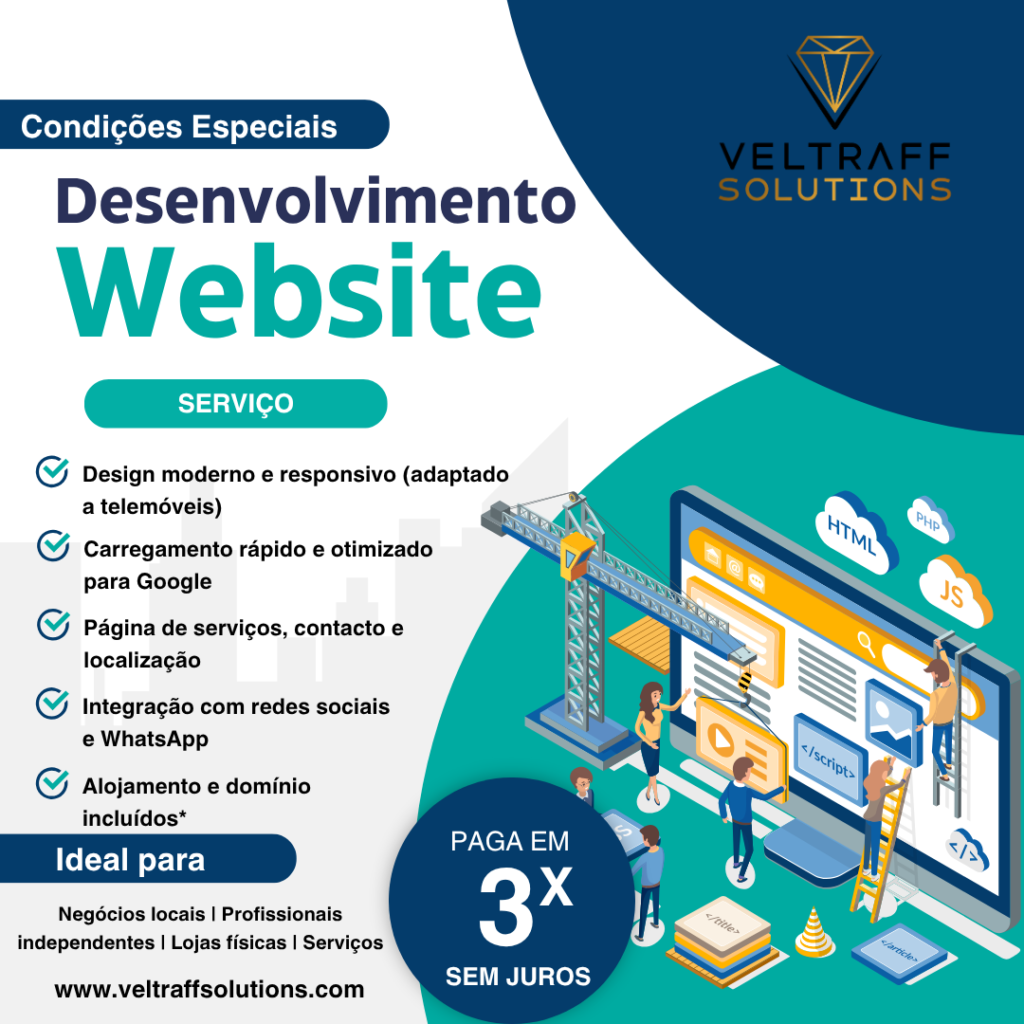 desenvolvimento de sites em Portugal, criação de websites profissionais, sites para empresas locais, website responsivo, design web otimizado SEO.